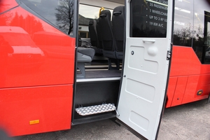 (Interior view of accessible city bus with foldable seats and ramp Iveco front low entry omnicar [de])