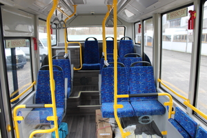 (Interior view of electric city minibus with standing area and foldable seats Omnicar electric minibus [de])