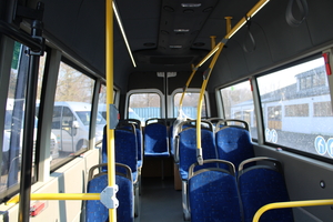 (Interior view of front low entry Sprinter bus with folding ramp [de])
