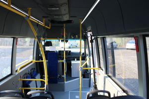 (Interior view of front low entry Sprinter bus with folding ramp [de])