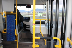 (Dashboard of electric urban bus with ISRI seat and full ADAS system Omnicar electric minibus [de])