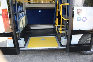 (Exterior view showing lowered rear floor and electric entry system minibus mercedes rear low entry omnicar [ro])