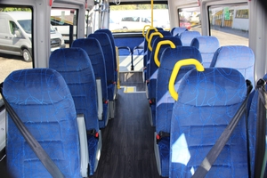 (Interior layout of seats with standing and wheelchair space minibus mercedes rear low entry omnicar [ro])