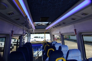 (Interior layout of seats with standing and wheelchair space minibus mercedes rear low entry omnicar [ro])