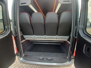 Rear view of Mercedes VIP minibus with extended luggage space